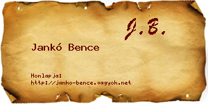 Jankó Bence névjegykártya